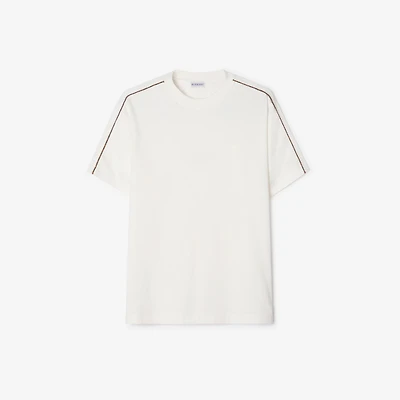 Check Piping Cotton T-shirt in Chalk white - Men | Burberry® Official
