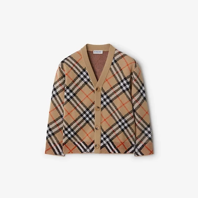 Check Wool Cardigan in Sand | Burberry® Official