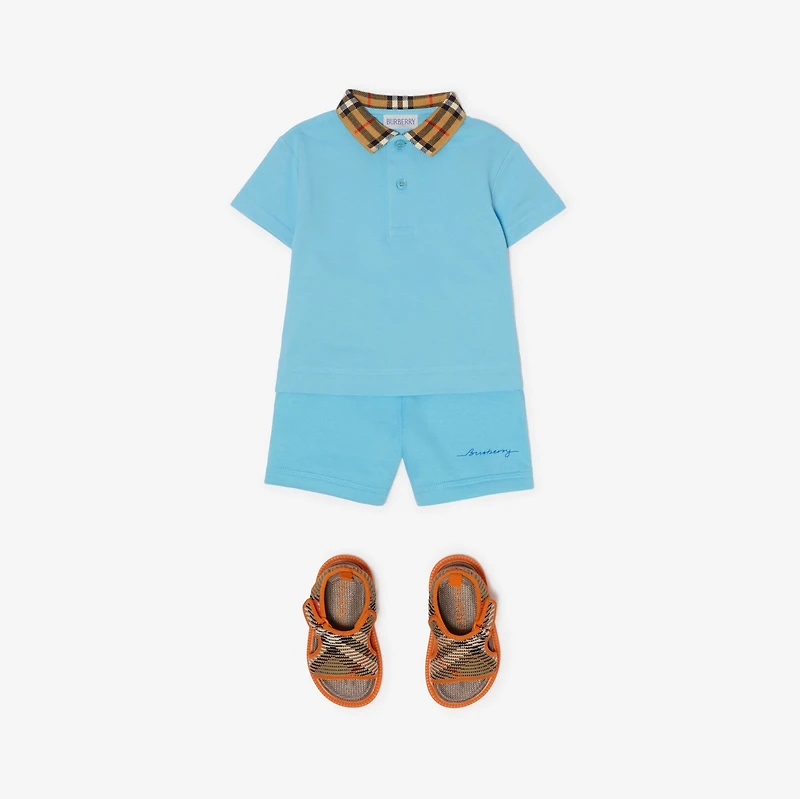 Check Collar Cotton Polo Shirt in Lizard | Burberry® Official