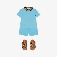 Check Collar Cotton Polo Shirt in Lizard | Burberry® Official