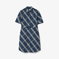 Check Cotton Shirt Dress in Pilot blue - Women | Burberry® Official