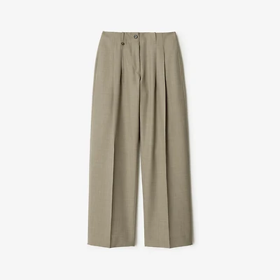Wool Tailored Trousers in Olive drab - Women | Burberry® Official