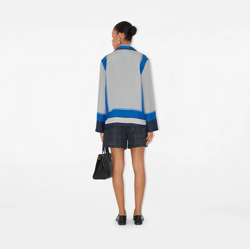 Regular Fit Knight Stamp Box Silk Pyjama Shirt in Ink - Women | Burberry® Official