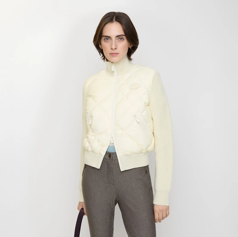 Check-stitch Nylon and Wool Jacket in Ceramic white - Women | Burberry® Official