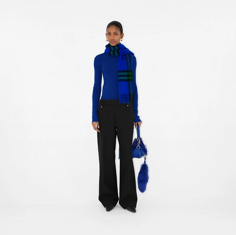 Wide Check Cashmere Scarf in Knight/ivy | Burberry® Official