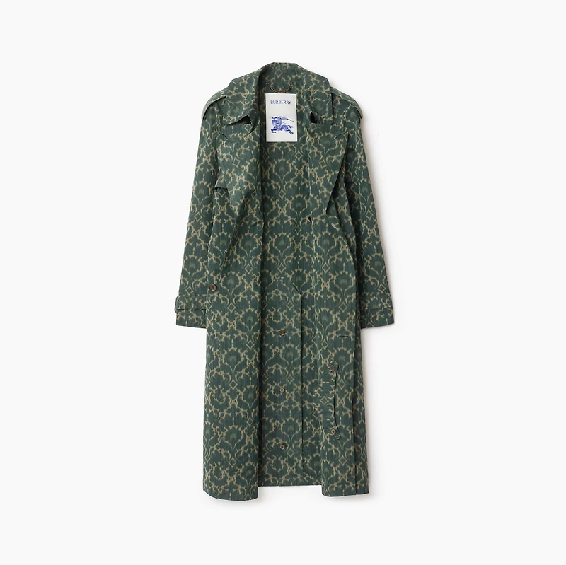 Long Baroque Viscose Blend Trench Coat in Vine green - Men | Burberry® Official