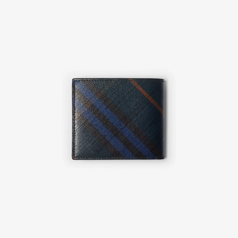 Check Bifold Wallet in Midnight - Men, Cotton, Linen | Burberry® Official