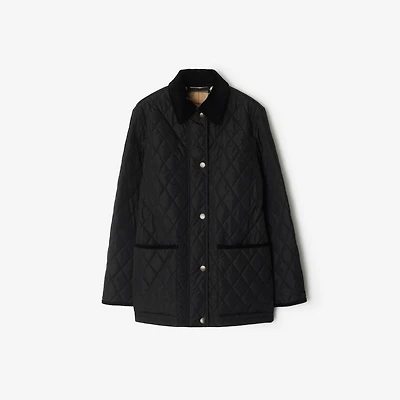 Quilted Nylon Barn Jacket in Black/sand - Women | Burberry® Official