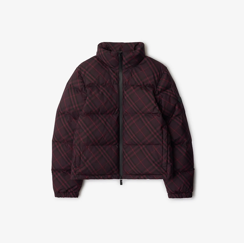 Check Ambleside Puffer Jacket in Wine red - Women | Burberry® Official