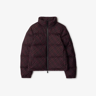 Check Ambleside Puffer Jacket in Wine red - Women | Burberry® Official