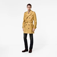 Mid-length Leather Leverton Trench Coat in Mustard yellow - Men | Burberry® Official
