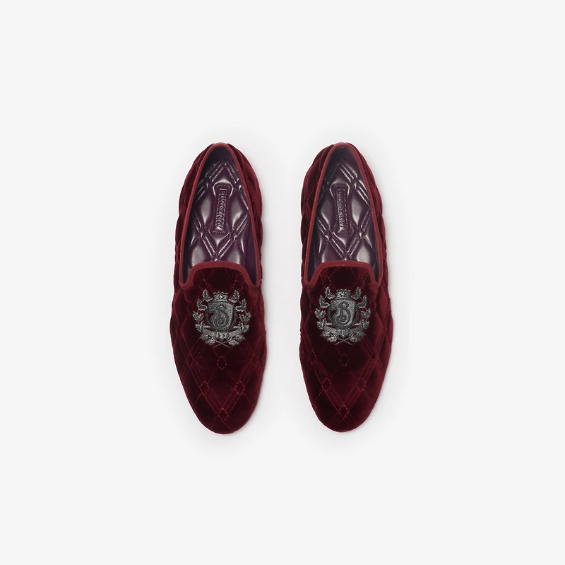 Quilted Velvet Estate Slippers in Wine red - Men | Burberry® Official