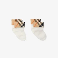 Two-piece Cotton Blend Socks Set in White/sand beige - Children | Burberry® Official
