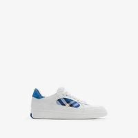 Leather and Check Terrace Sneakers​ in White/hyacinth - Men | Burberry® Official