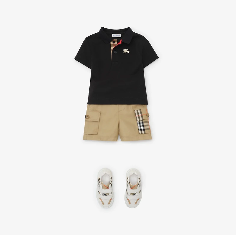 Check Trim Cotton Cargo Shorts in Sand beige | Burberry® Official