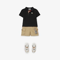 Check Trim Cotton Cargo Shorts in Sand beige | Burberry® Official