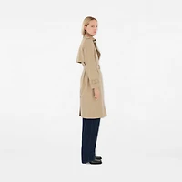 Long Check Collar Gabardine Trench Coat in Honey - Women, Cotton Gabardine | Burberry® Official