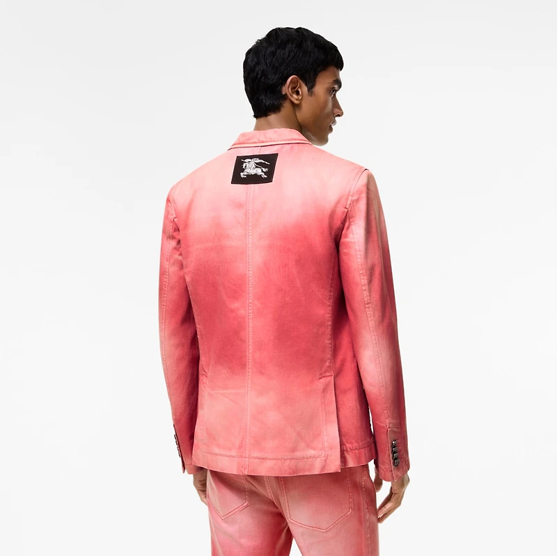 Coated Denim Tailored Jacket in Cherry pink - Men, Cotton | Burberry® Official