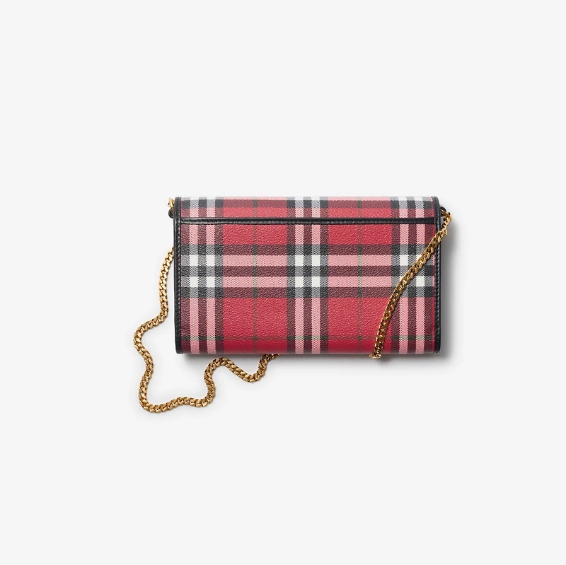 Check Chain Strap Wallet in Post red - Women | Burberry® Official