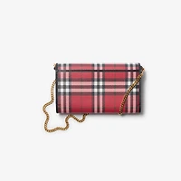 Check Chain Strap Wallet in Post red - Women | Burberry® Official