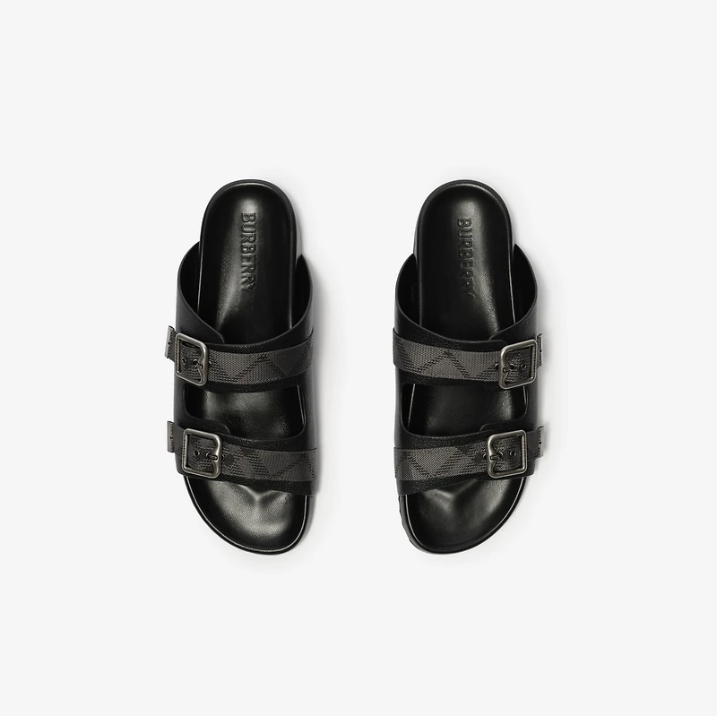 Leather Urchin Sandals in Black - Men | Burberry® Official