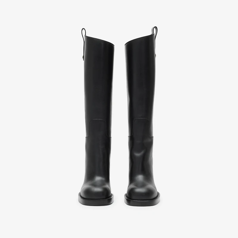 Leather Cavalier Heel Boots in Black - Women | Burberry® Official