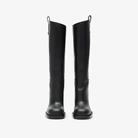Leather Cavalier Heel Boots in Black - Women | Burberry® Official
