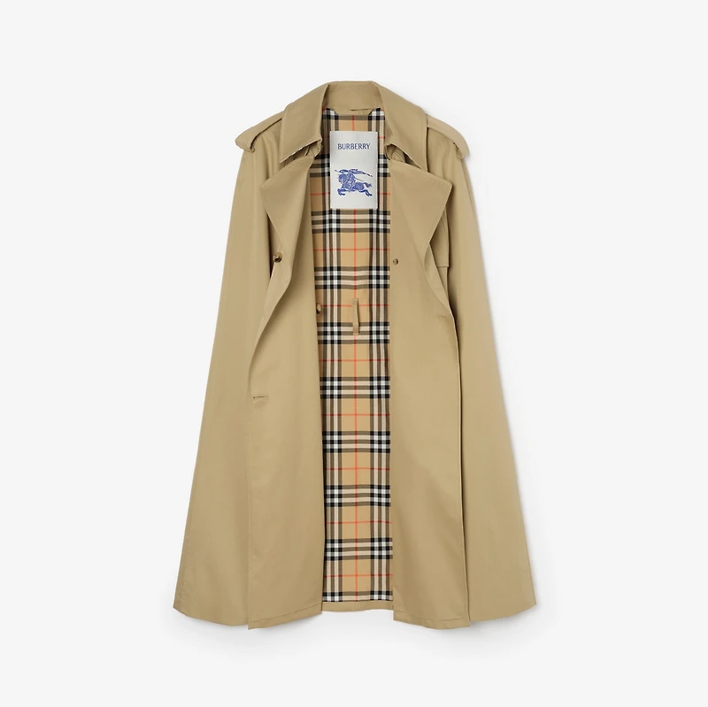 Gabardine Belmont Trench Cape in Beige - Women, Cotton Gabardine | Burberry® Official