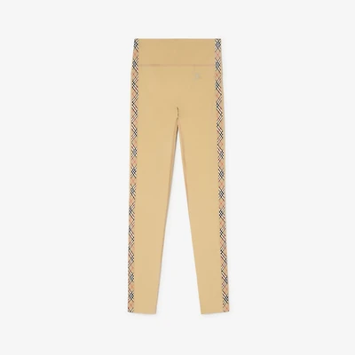 Check Trim Stretch Nylon Leggings in Beige - Women | Burberry® Official