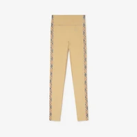 Check Trim Stretch Nylon Leggings in Beige - Women | Burberry® Official