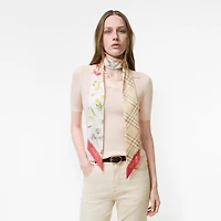 Skinny Blooms of Britain Silk Scarf in Sesame beige | Burberry® Official