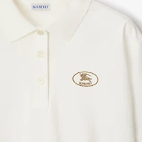 Cropped Cotton Polo Shirt in Chalk - Women | Burberry® Official