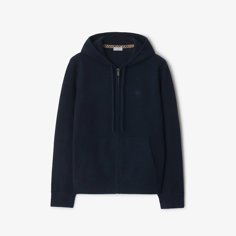 Cashmere Blend Zip Hoodie in Navy - Men | Burberry® Official