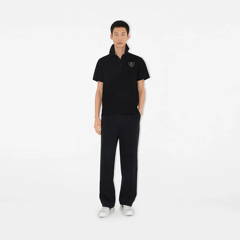 B Heart Cotton Polo Shirt in Black - Men | Burberry® Official