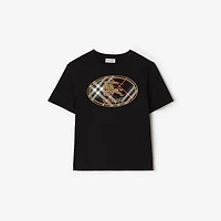 Check Knight Stamp Cotton T-shirt in Black | Burberry® Official