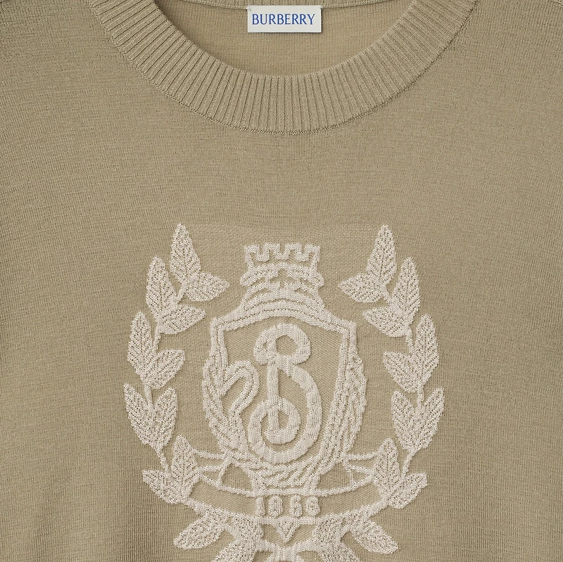 B Crest Wool Sweater in Quill - Men | Burberry® Official