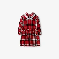 Check Cotton Flannel Dress in Poppy red | Burberry® Official