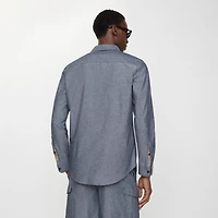 Regular Fit Cotton Blend Shirt in Bright navy - Men | Burberry® Official