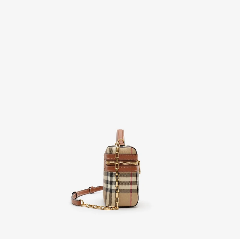 Mini Check Vanity Bag in Archive beige - Women, Cotton, Technical | Burberry® Official