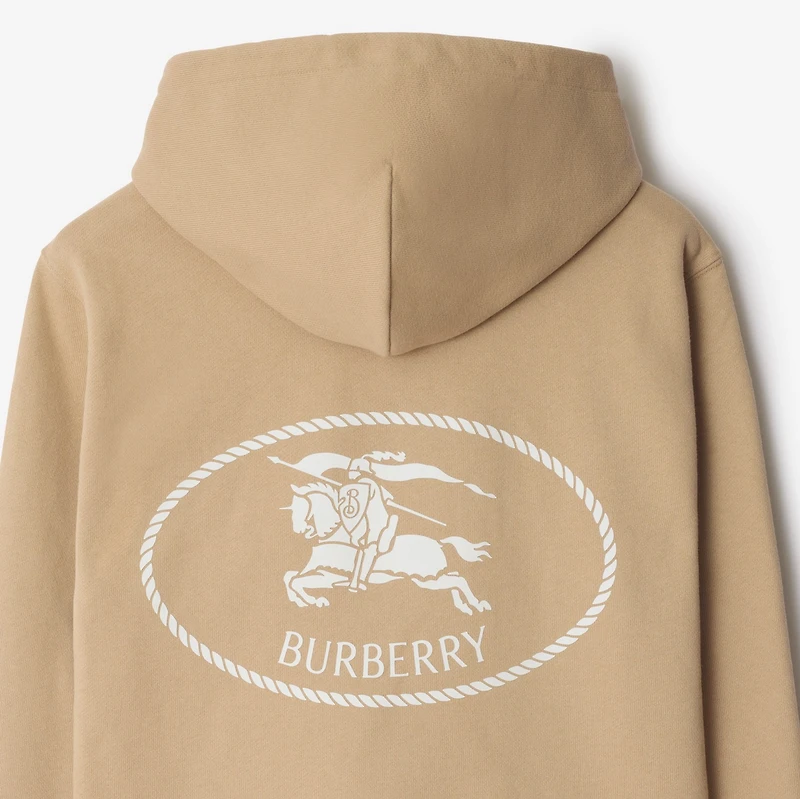 Knight Stamp Cotton Hoodie in Flax beige - Men | Burberry® Official