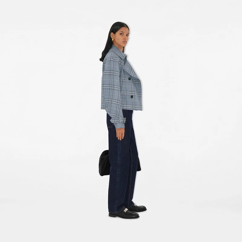 Check Silk Blend Trench Jacket in Gale - Women | Burberry® Official