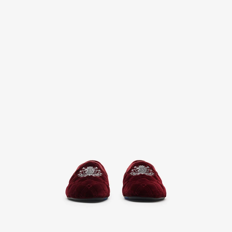 Quilted Velvet Estate Slippers in Wine red - Men | Burberry® Official