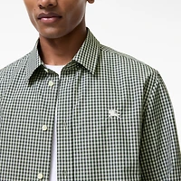 Relaxed Fit Check Cotton Shirt in Deep green/white - Men | Burberry® Official