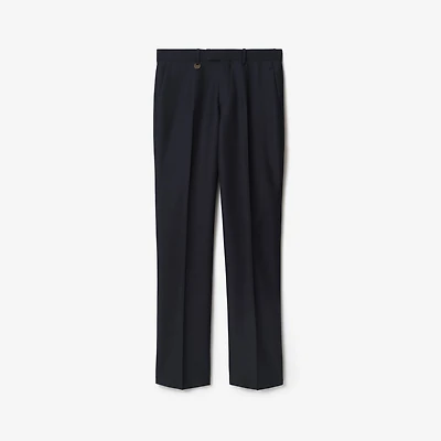 Wool Mohair Tailored Trousers in Navy - Men | Burberry® Official