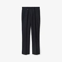 Wool Mohair Tailored Trousers in Navy - Men | Burberry® Official
