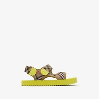 Check Sandals in Sand beige/green