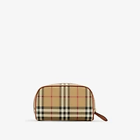 Small Check Travel Pouch in Archive beige/briar brown - Women | Burberry® Official