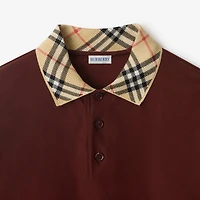 Check Collar Cotton Polo Shirt in Box red - Men | Burberry® Official
