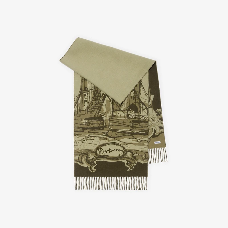 Tower Bridge Cashmere Scarf in Hunter | Burberry® Official