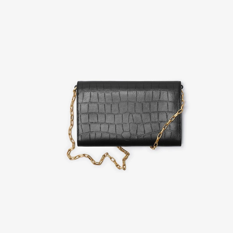 Cotswolds Chain Strap Wallet in Black - Women | Burberry® Official
